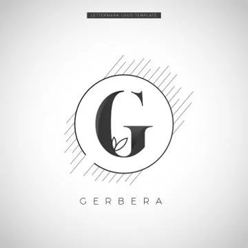 Simple Elegant Initial Letter Type G With Leaf Logo Sign Symbol Icon Stock Illustration