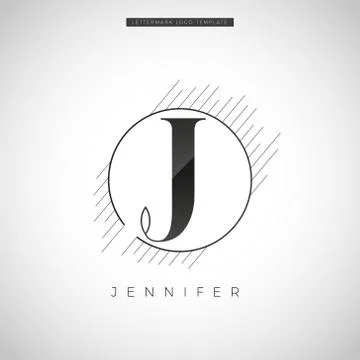 Simple Elegant Initial Letter Type J With Leaf Logo Sign Symbol Icon Stock Illustration