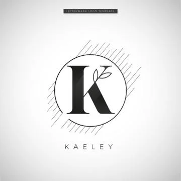 Simple Elegant Initial Letter Type K With Leaf Logo Sign Symbol Icon Stock Illustration