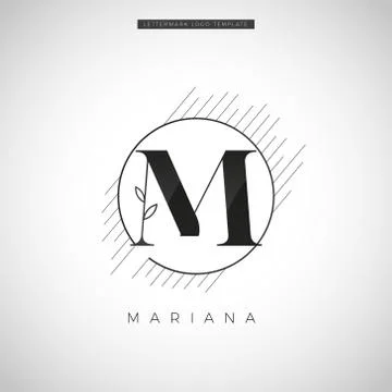Simple Elegant Initial Letter Type M With Leaf Logo Sign Symbol Icon Stock Illustration