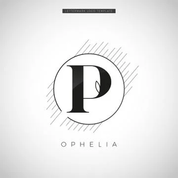 Simple Elegant Initial Letter Type P With Leaf Logo Sign Symbol Icon Stock Illustration