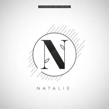 Simple Elegant Initial Letter Type N With Leaf Logo Sign Symbol Icon Stockillustratie