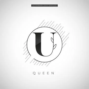 Simple Elegant Initial Letter Type U With Leaf Logo Sign Symbol Icon Stock Illustration