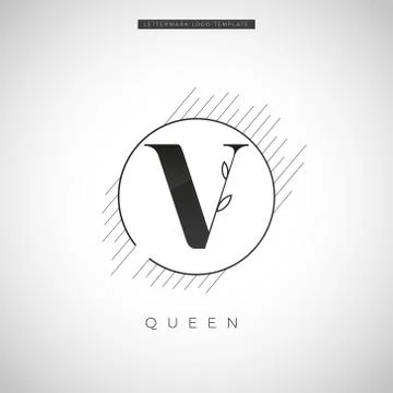 Simple Elegant Initial Letter Type V With Leaf Logo Sign Symbol Icon Stock Illustration