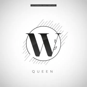 Simple Elegant Initial Letter Type W With Leaf Logo Sign Symbol Icon Stock Illustration