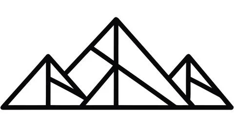 A simple, elegant line art design depicting a mountain range.  The image uses Stock Illustration