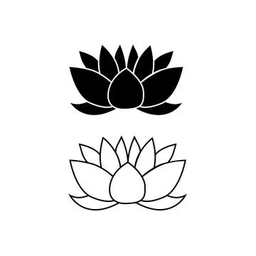 Simple elegant lotus vector set. Outline and silhouette flower Stock Illustration