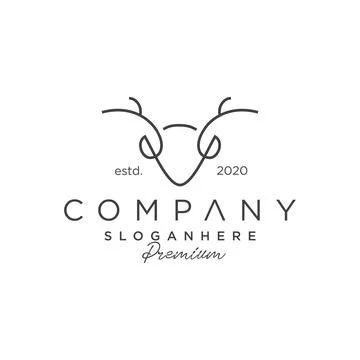 Simple elegant monoline deer logo design. Line art style logo design inspiration Stock Illustration