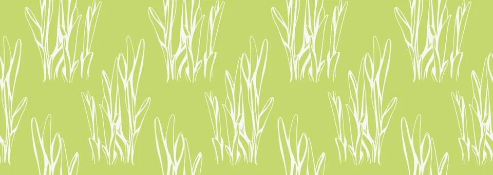Simple, elegant pattern of stylized grass on a soft green background. Perfe.. Illustrazione stock