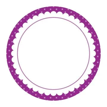Simple Elegant Rounded Purple and White Dotted Border With Lace Elements Design Stock Illustration