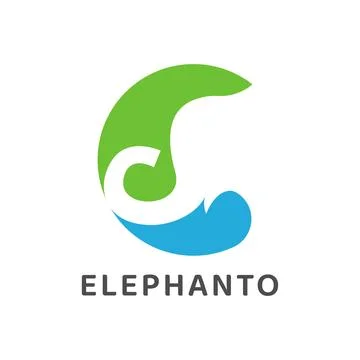 Simple Elephant Logo with Letter C in Negative Space. Template suitable for.. Stock Illustration
