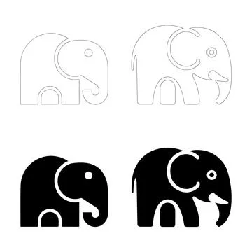 Simple Elephant Silhouettes Stock Illustration