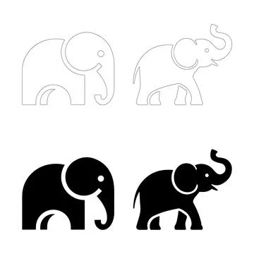 Simple Elephant Silhouettes Stock Illustration
