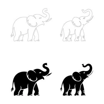 Simple Elephant Silhouettes Stock Illustration