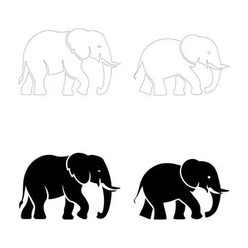Simple Elephant Silhouettes Stock Illustration