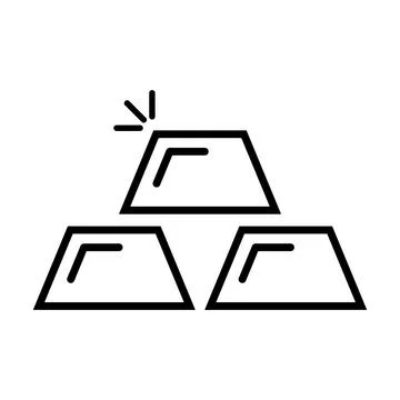 Simple emphasized gold ingot icon. Gold bars. Vector. Stock Illustration