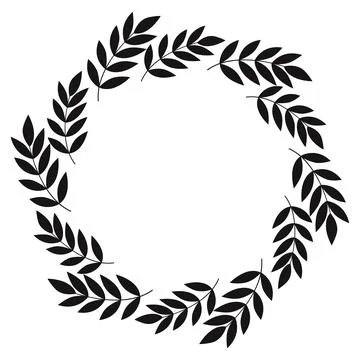 Simple empty black foliage round wreath Stock Illustration