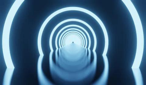 Simple Empty Dark Futuristic Sci Fi Room dark with lights and circle neon Illustrazione stock