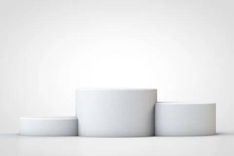 A simple empty pedestal. Light tone style Stock Photos
