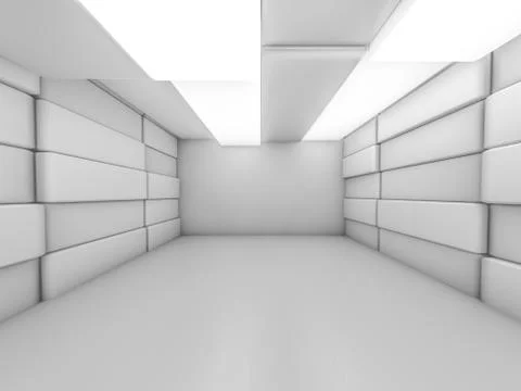 Simple empty room interior with lamps. 3D Illustrazione stock