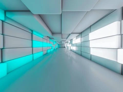 Simple empty room interior with lamps. 3D Illustrazione stock