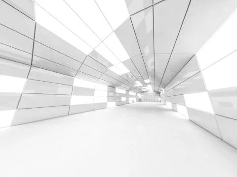 Simple empty room interior with lamps. 3D Stock Illustration