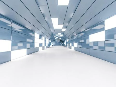 Simple empty room interior with lamps. 3D Stock Illustration