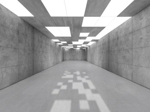 Simple empty room interior with lamps. 3D Illustrazione stock