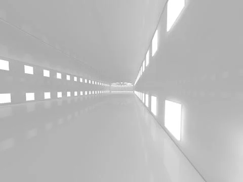 Simple empty room interior with lamps. 3D Stock Illustration