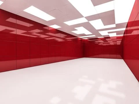 Simple empty room interior with lamps. 3D Illustrazione stock