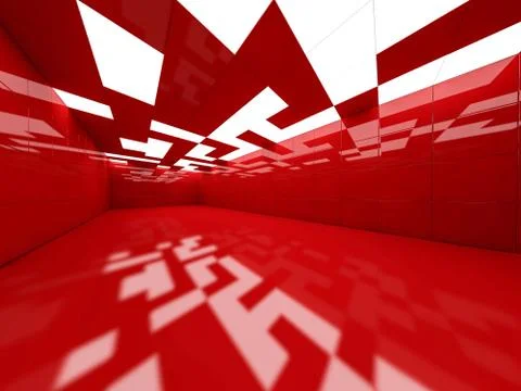 Simple empty room interior with lamps. 3D Illustrazione stock