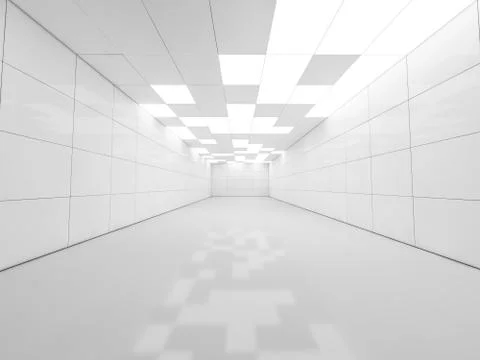 Simple empty room interior with lamps. 3D Illustrazione stock