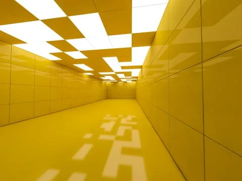 Simple empty room interior with lamps. 3D Illustrazione stock