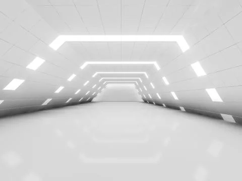 Simple empty room interior with lamps. 3D Illustrazione stock
