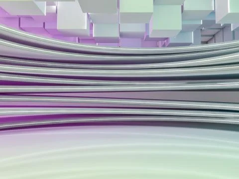 Simple empty room interior with lamps. 3D Illustrazione stock