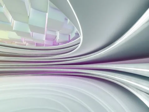 Simple empty room interior with lamps. 3D Stock Illustration