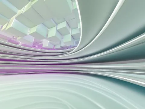 Simple empty room interior with lamps. 3D Stock Illustration