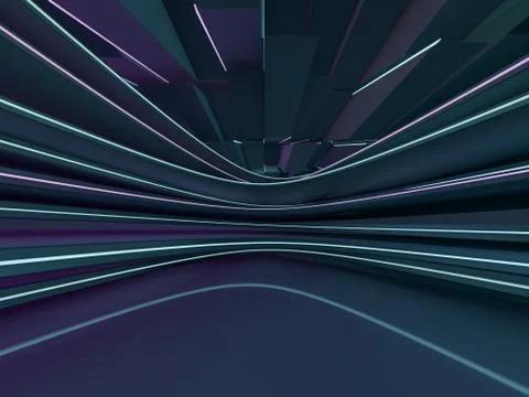 Simple empty room interior with lamps. 3D Stock Illustration