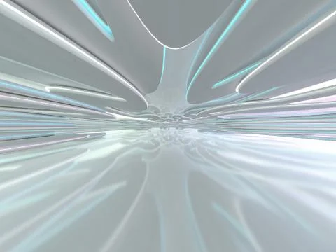 Simple empty room interior with lamps. 3D Stock Illustration