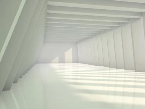 Simple empty room interior with lamps. 3D Stock Illustration