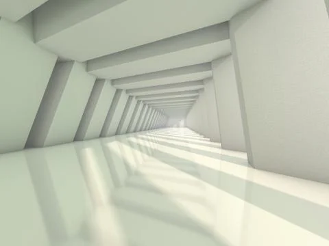 Simple empty room interior with lamps. 3D Stock Illustration