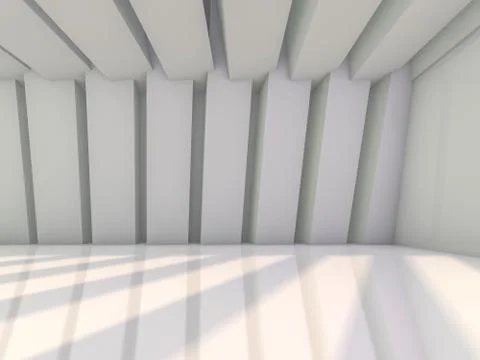 Simple empty room interior with lamps. 3D Stock Illustration