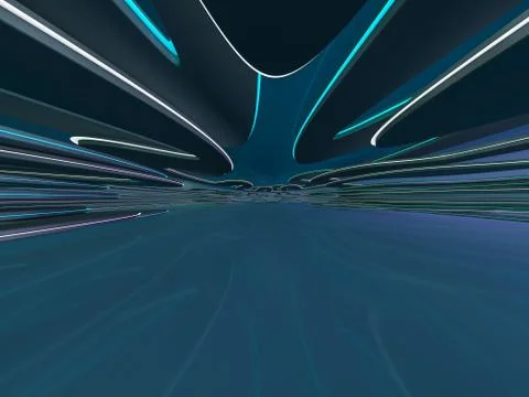 Simple empty room interior with lamps. 3D Stock Illustration