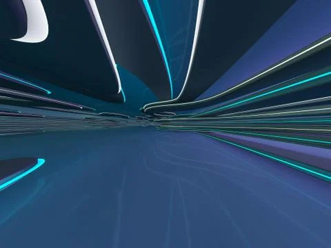 Simple empty room interior with lamps. 3D Stock Illustration