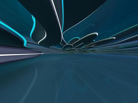 Simple empty room interior with lamps. 3D Stock Illustration