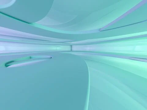 Simple empty room interior with lamps. 3D Stock Illustration