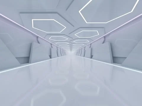 Simple empty room interior with lamps. 3D Illustrazione stock
