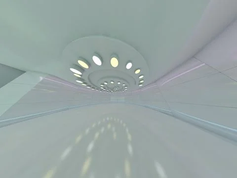 Simple empty room interior with lamps. 3D Illustrazione stock