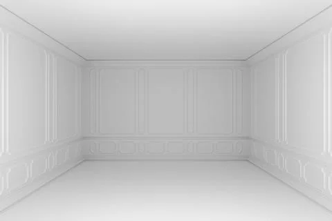 Simple empty white room with molding in classic style Stock Illustration