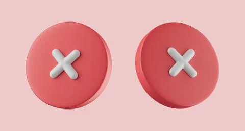 Simple error icon with cross symbol on both sides 3d render illustration. Stock Illustration